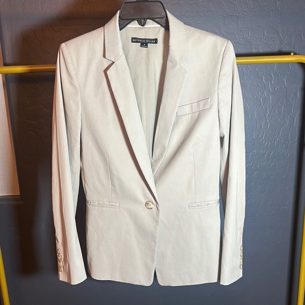 ANTONIO MELANI Light Gray Single-Button Blazer, women’s size 4